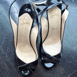 Christian Louboutin Black Patent Open toe Shoes